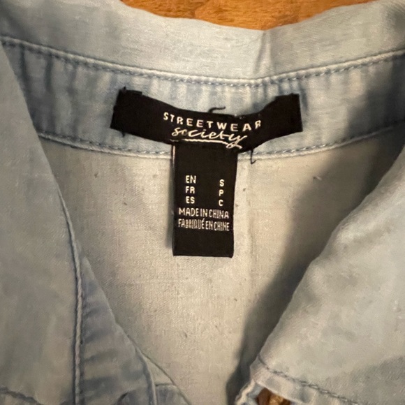 Streetwear Society Light blue blouse with Embroidered Roses - Picture 2 of 2